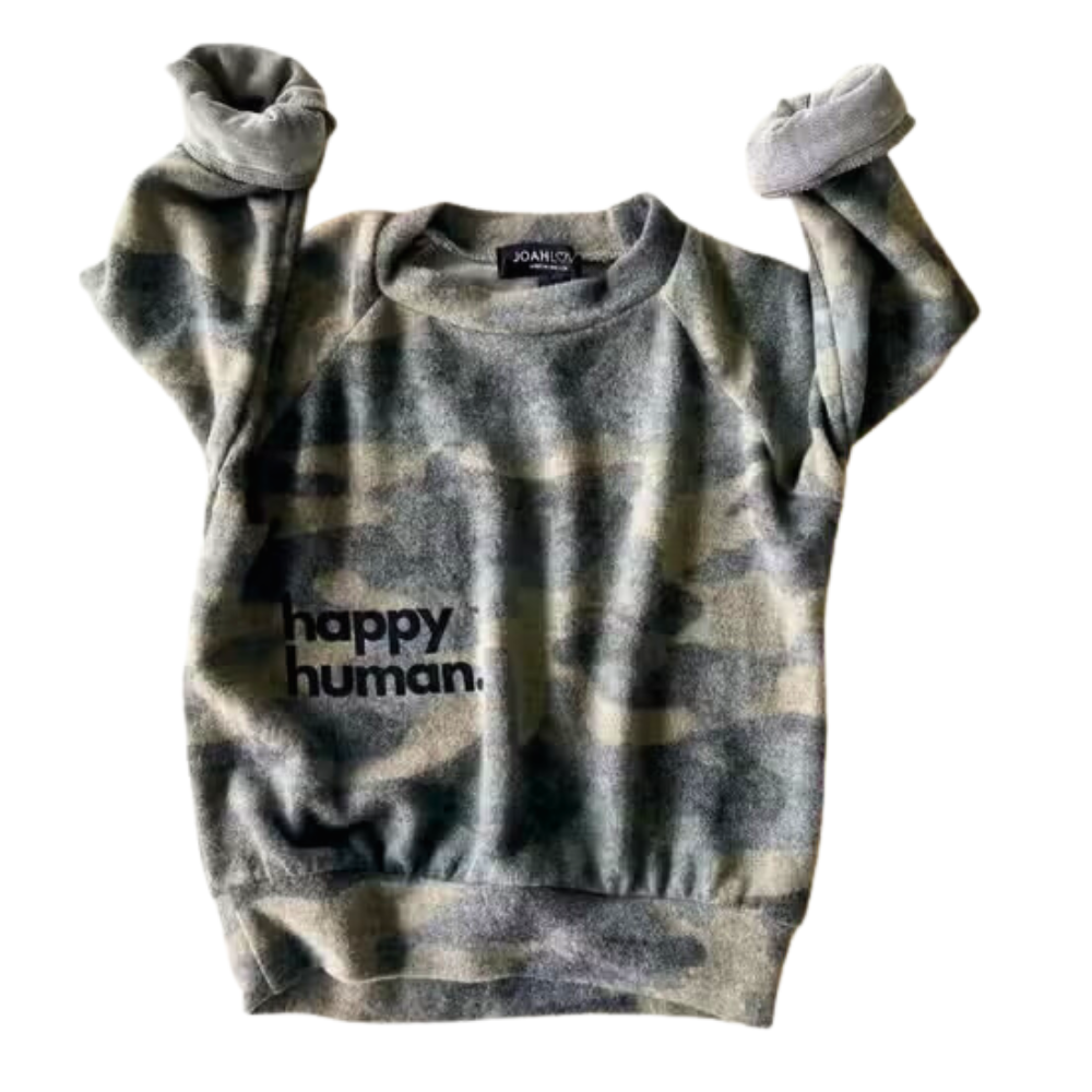 Happy Human Faux Cashmere Camo Top