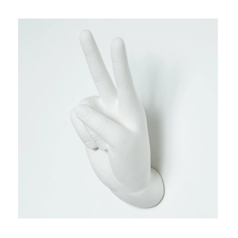 Peace/Rock On Wall Mounted 8.5" Hand Hook Sculpture