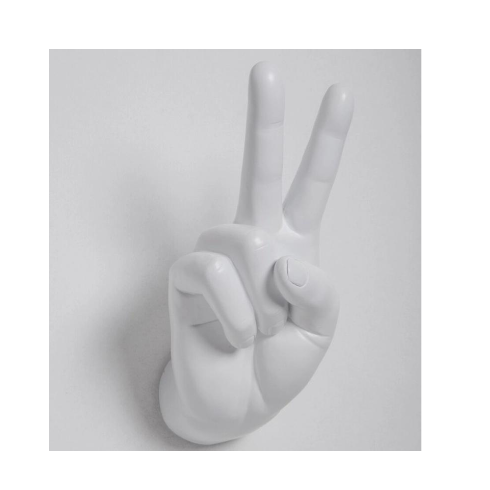 Peace/Rock On Wall Mounted 8.5" Hand Hook Sculpture