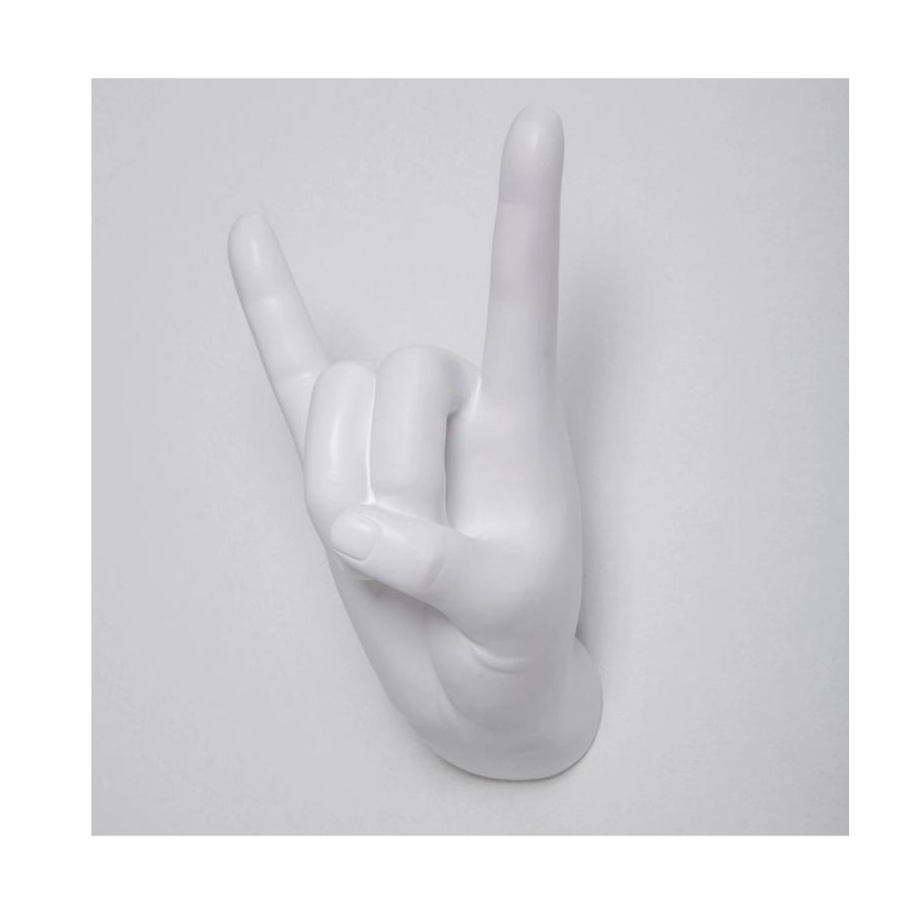 Peace/Rock On Wall Mounted 8.5" Hand Hook Sculpture