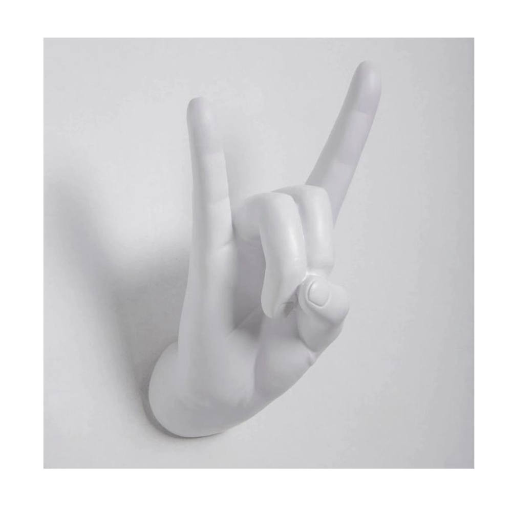 Peace/Rock On Wall Mounted 8.5" Hand Hook Sculpture