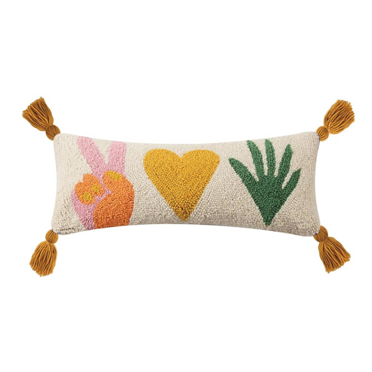 Peace Love Plants Tassels Hook Pillow