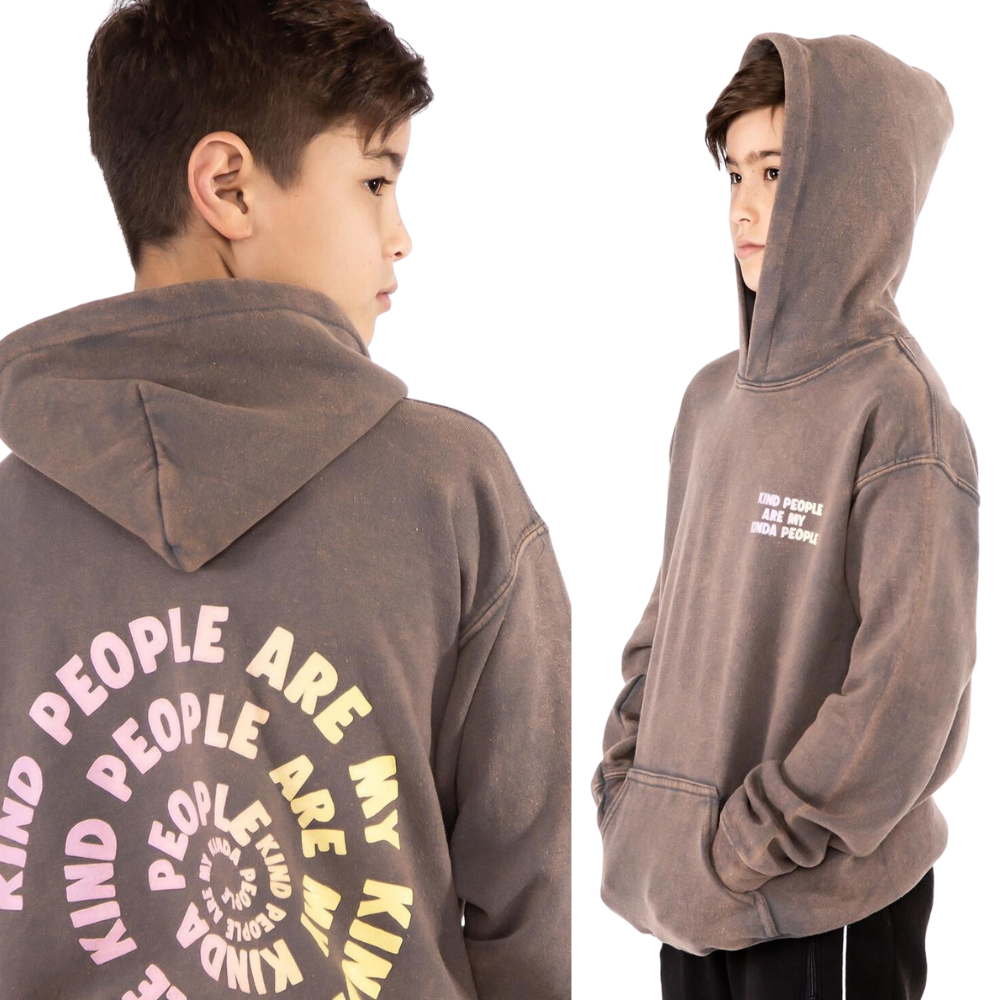 Vintage Charcoal Grey Kind People Hoodie